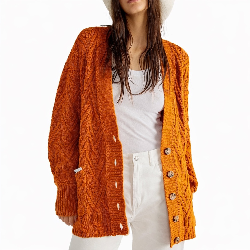 FREE PEOPLE Montana Cable Knit Cardigan (M)